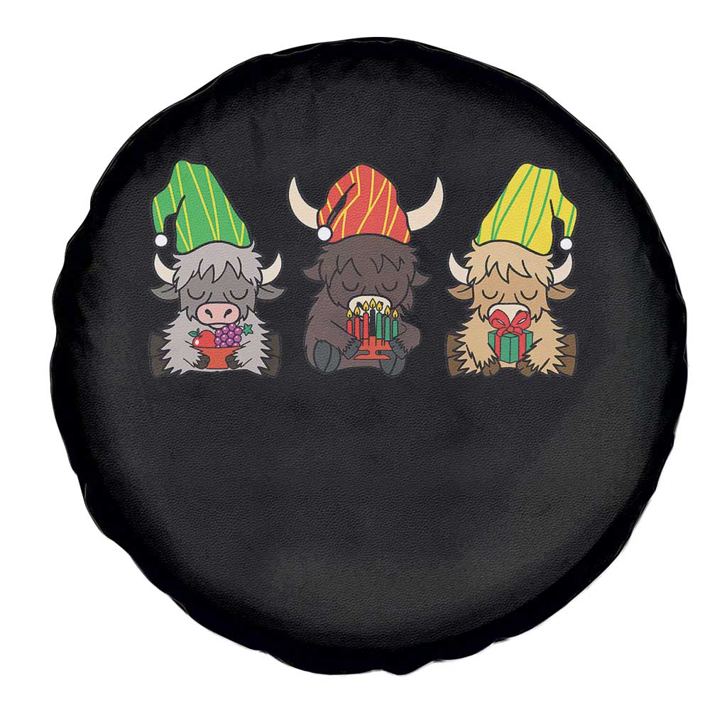 Funny Highland Cow With Kinara And Presents Cultural Pride Gift Spare Tire Cover TS12 Print Your Wear