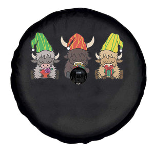 Funny Highland Cow With Kinara And Presents Cultural Pride Gift Spare Tire Cover - Print Your Wear