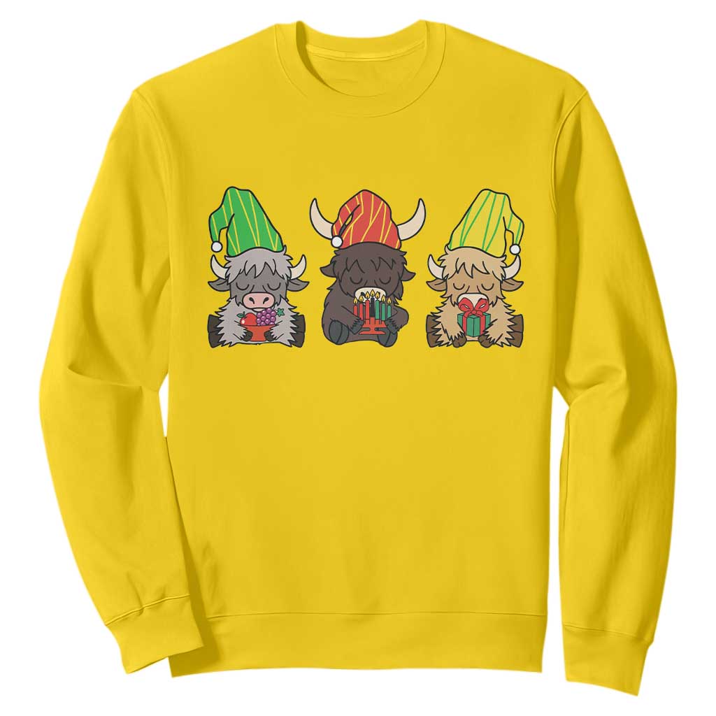 Funny Highland Cow With Kinara And Presents Cultural Pride Gift Sweatshirt TS12 Daisy Print Your Wear