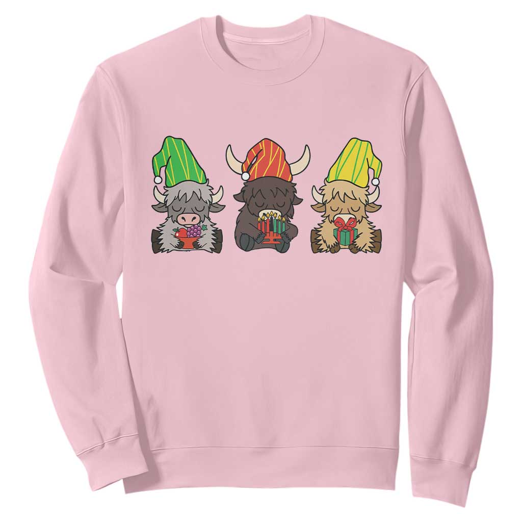 Funny Highland Cow With Kinara And Presents Cultural Pride Gift Sweatshirt TS12 Light Pink Print Your Wear