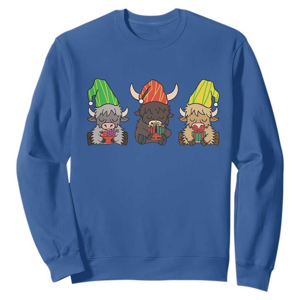 Funny Highland Cow With Kinara And Presents Cultural Pride Gift Sweatshirt TS12 Royal Blue Print Your Wear