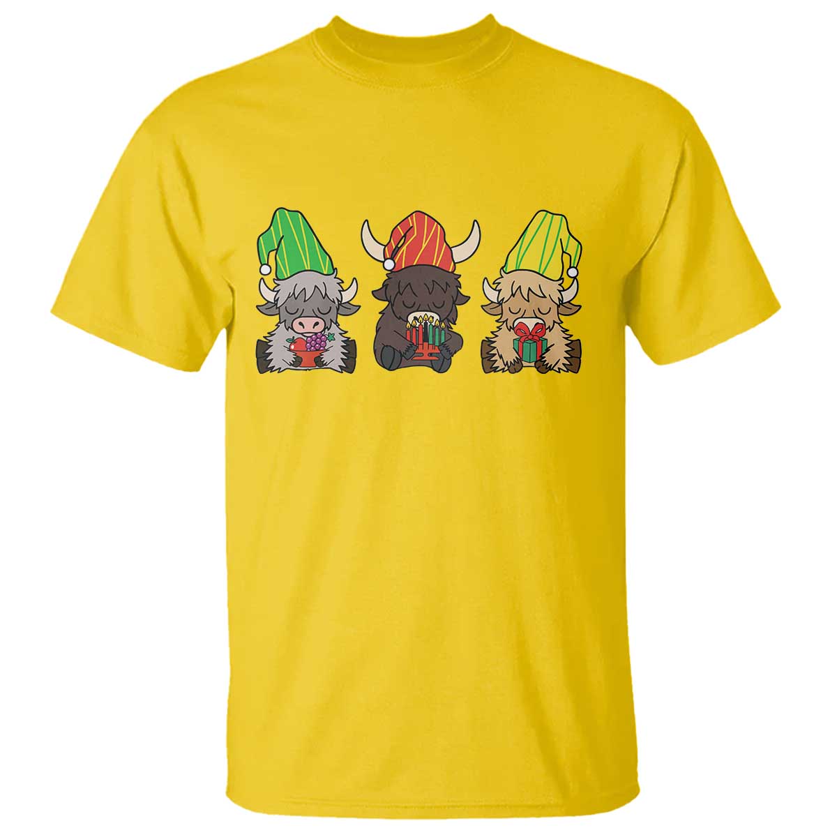 Funny Highland Cow With Kinara And Presents Cultural Pride Gift T Shirt TS12 Daisy Print Your Wear