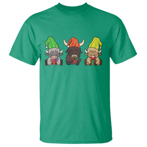 Funny Highland Cow With Kinara And Presents Cultural Pride Gift T Shirt TS12 Irish Green Print Your Wear