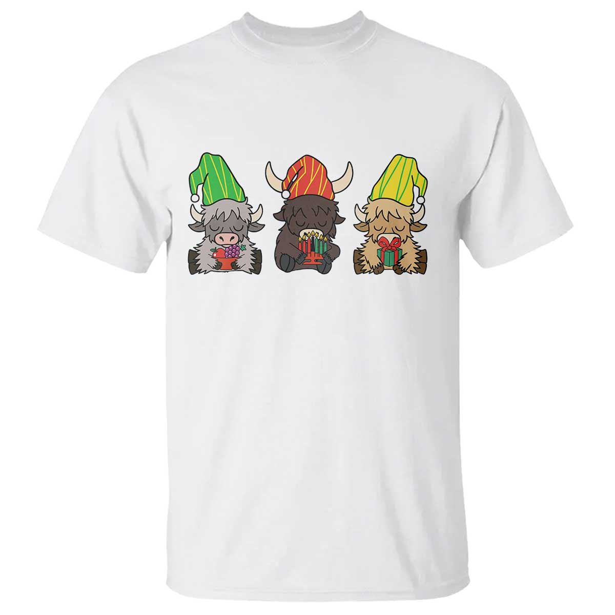 Funny Highland Cow With Kinara And Presents Cultural Pride Gift T Shirt TS12 White Print Your Wear