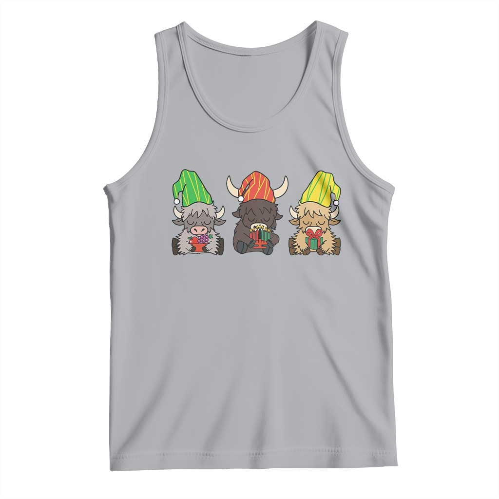 Funny Highland Cow With Kinara And Presents Cultural Pride Gift Tank Top TS12 Athletic Heather Print Your Wear