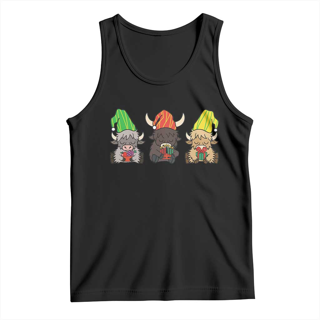Funny Highland Cow With Kinara And Presents Cultural Pride Gift Tank Top TS12 Black Print Your Wear