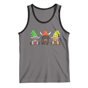 Funny Highland Cow With Kinara And Presents Cultural Pride Gift Tank Top TS12 Deep Heather Black Print Your Wear