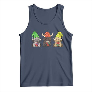 Funny Highland Cow With Kinara And Presents Cultural Pride Gift Tank Top TS12 Navy Print Your Wear