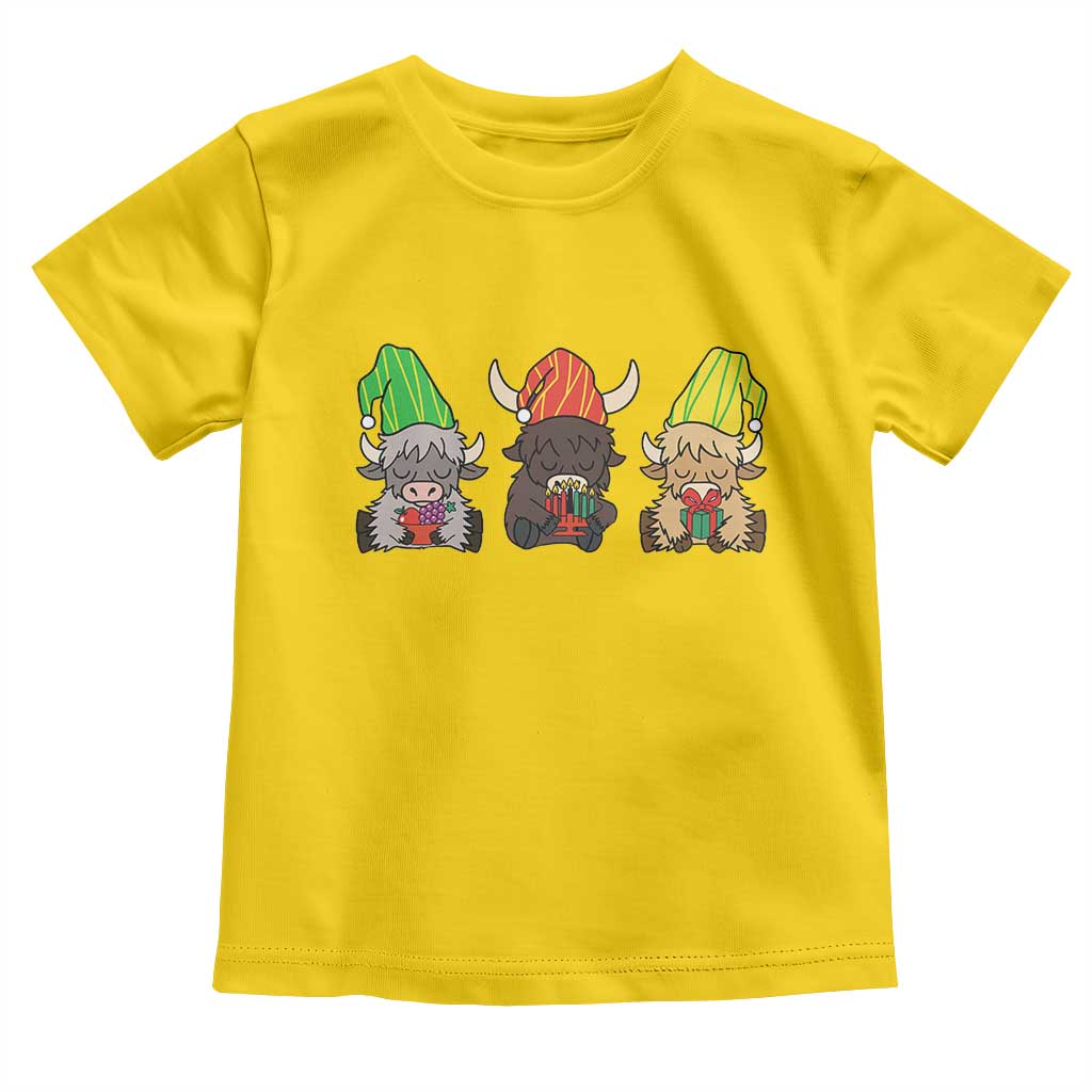 Funny Highland Cow With Kinara And Presents Cultural Pride Gift Toddler T Shirt TS12 Daisy Print Your Wear
