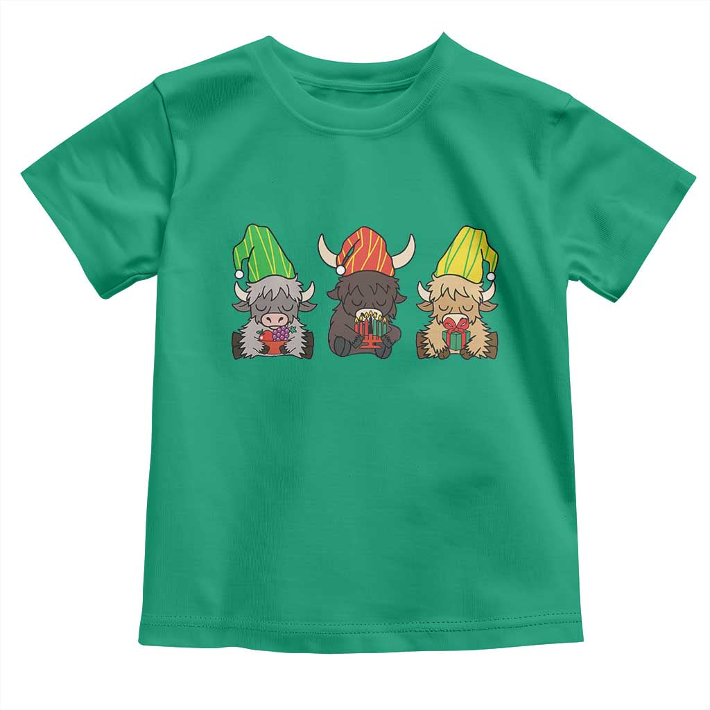 Funny Highland Cow With Kinara And Presents Cultural Pride Gift Toddler T Shirt TS12 Irish Green Print Your Wear