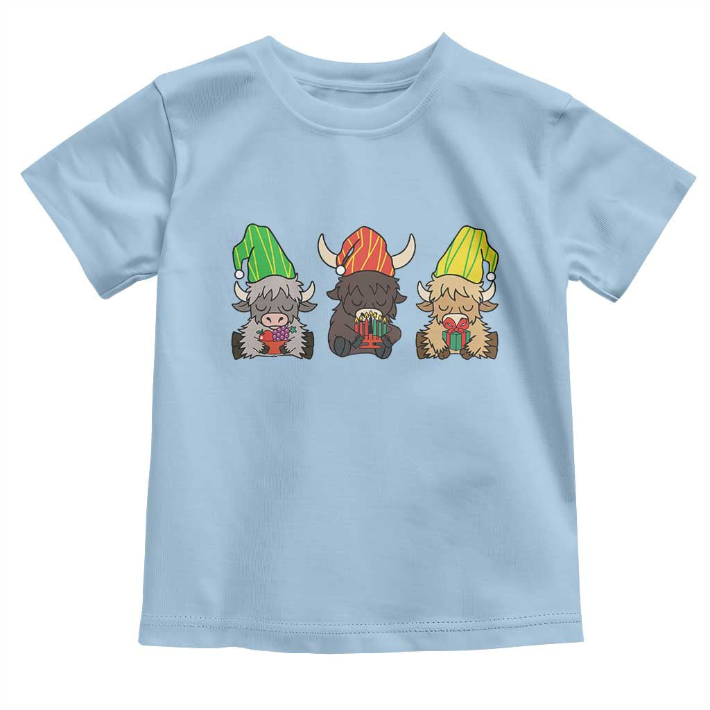 Funny Highland Cow With Kinara And Presents Cultural Pride Gift Toddler T Shirt TS12 Light Blue Print Your Wear