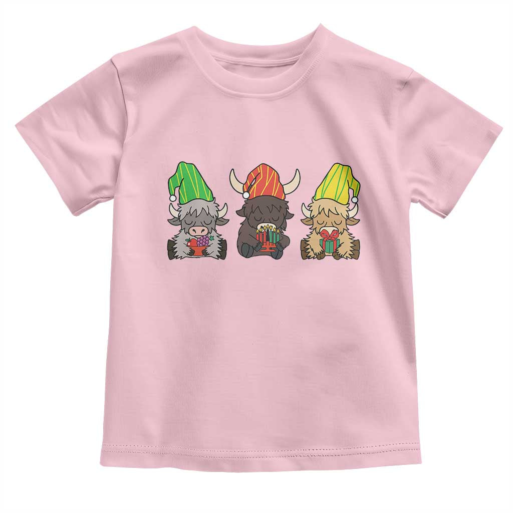Funny Highland Cow With Kinara And Presents Cultural Pride Gift Toddler T Shirt TS12 Light Pink Print Your Wear