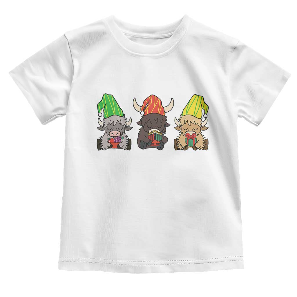 Funny Highland Cow With Kinara And Presents Cultural Pride Gift Toddler T Shirt TS12 White Print Your Wear