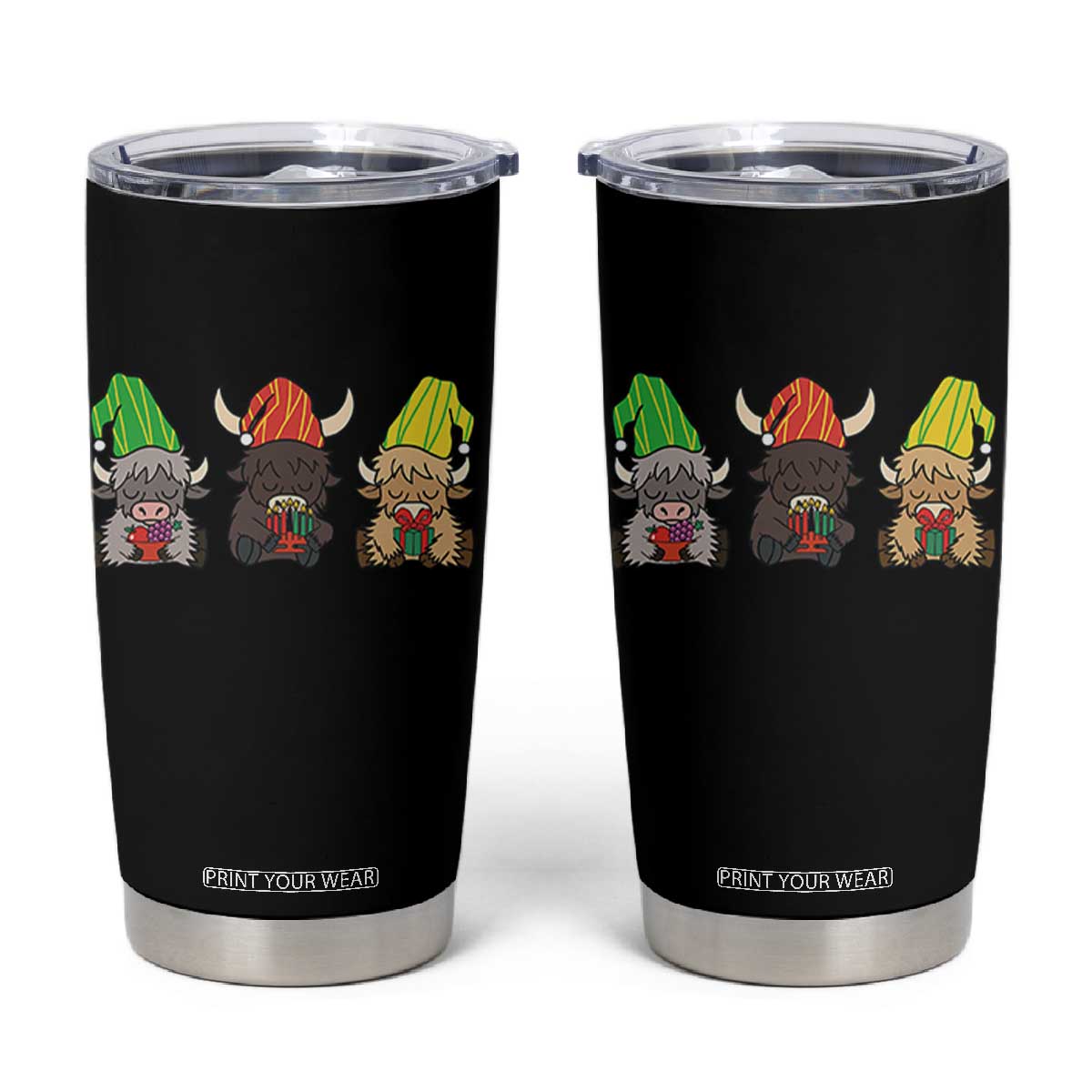 Funny Highland Cow With Kinara And Presents Cultural Pride Gift Tumbler Cup TS12 Black Print Your Wear