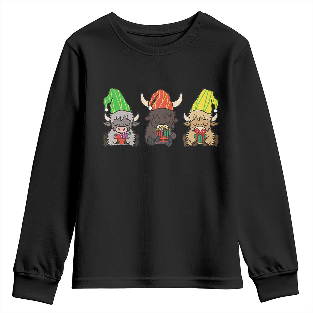 Funny Highland Cow With Kinara And Presents Cultural Pride Gift Youth Sweatshirt TS12 Black Print Your Wear