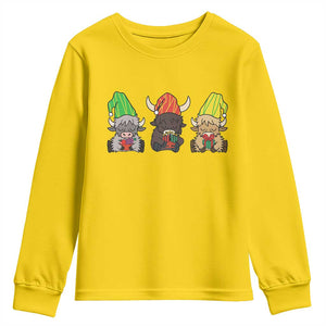 Funny Highland Cow With Kinara And Presents Cultural Pride Gift Youth Sweatshirt TS12 Daisy Print Your Wear
