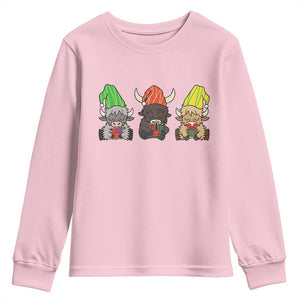 Funny Highland Cow With Kinara And Presents Cultural Pride Gift Youth Sweatshirt TS12 Light Pink Print Your Wear