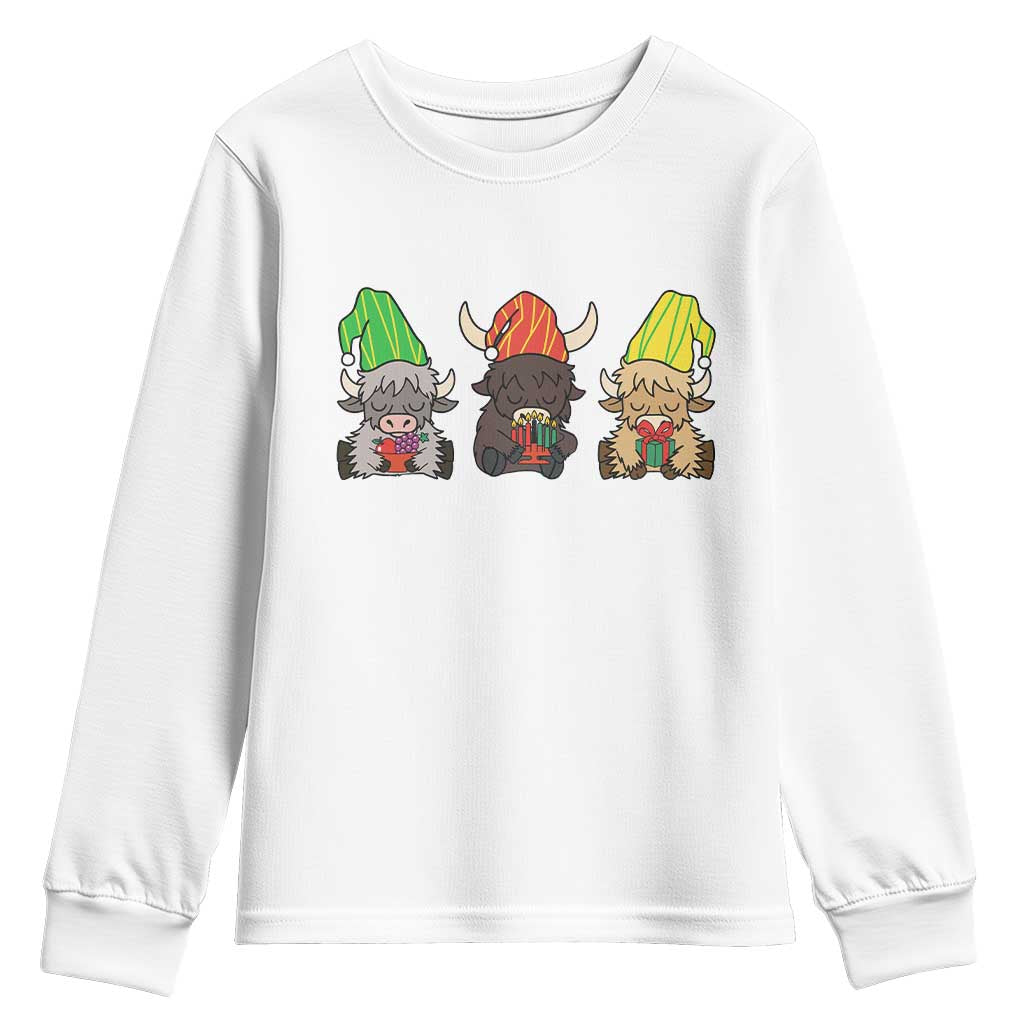 Funny Highland Cow With Kinara And Presents Cultural Pride Gift Youth Sweatshirt TS12 White Print Your Wear