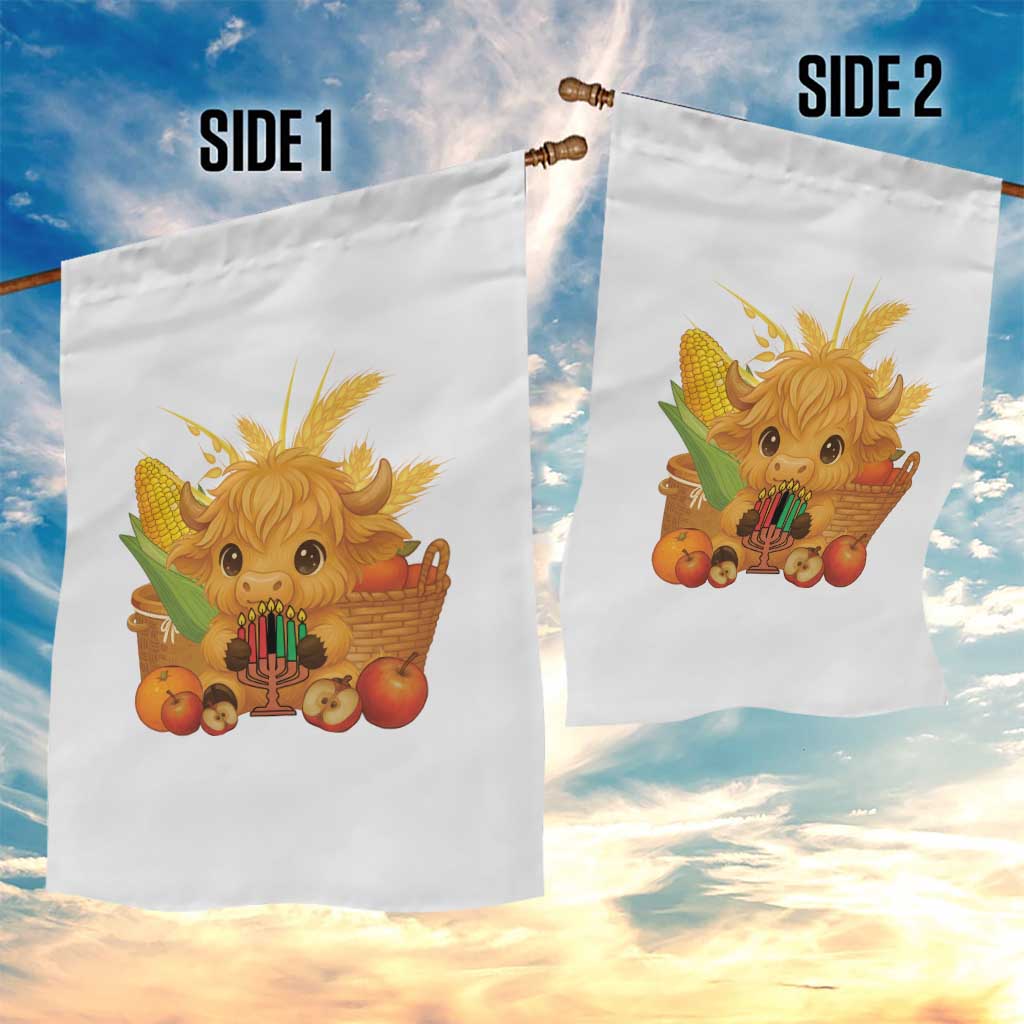 Cute Highland Cow With Kwanzaa Kinara And Presents Garden Flag African Heritage Gift TS12 Print Your Wear