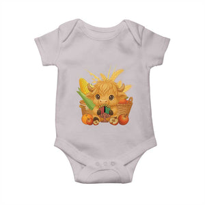 Cute Highland Cow With Kwanzaa Kinara And Presents Baby Onesie African Heritage Gift TS12 Ice Gray Print Your Wear