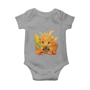 Cute Highland Cow With Kwanzaa Kinara And Presents Baby Onesie African Heritage Gift TS12 Sport Gray Print Your Wear