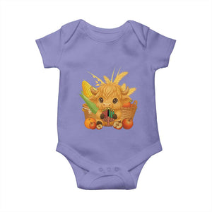 Cute Highland Cow With Kwanzaa Kinara And Presents Baby Onesie African Heritage Gift TS12 Violet Print Your Wear