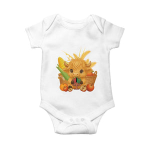 Cute Highland Cow With Kwanzaa Kinara And Presents Baby Onesie African Heritage Gift TS12 White Print Your Wear