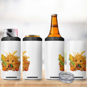 Cute Highland Cow With Kwanzaa Kinara And Presents 4 in 1 Can Cooler Tumbler African Heritage Gift TS12 Print Your Wear
