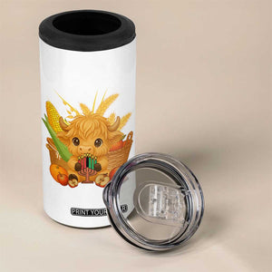 Cute Highland Cow With Kwanzaa Kinara And Presents 4 in 1 Can Cooler Tumbler African Heritage Gift TS12 Print Your Wear