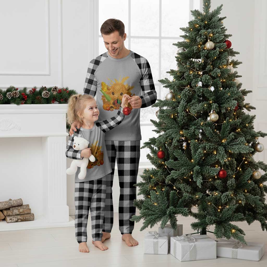Cute Highland Cow With Kwanzaa Kinara And Presents Plaid Pajama Set African Heritage Gift TS12 White Plaid Print Your Wear