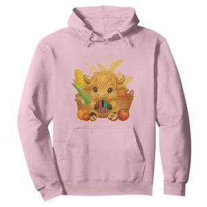 Cute Highland Cow With Kwanzaa Kinara And Presents Hoodie African Heritage Gift TS12 Light Pink Print Your Wear