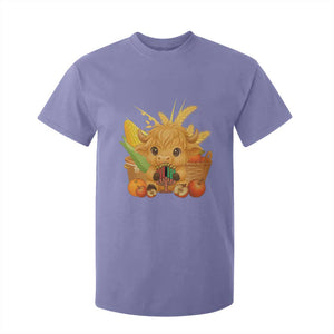 Cute Highland Cow With Kwanzaa Kinara And Presents T Shirt For Kid African Heritage Gift TS12 Violet Print Your Wear