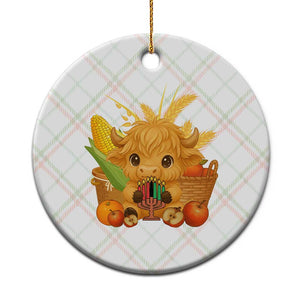 Cute Highland Cow With Kwanzaa Kinara And Presents Ceramic Ornament African Heritage Gift TS12 1pc Christmas Plaid Print Your Wear