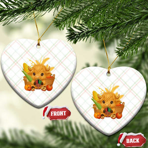 Cute Highland Cow With Kwanzaa Kinara And Presents Ceramic Ornament African Heritage Gift TS12 Print Your Wear