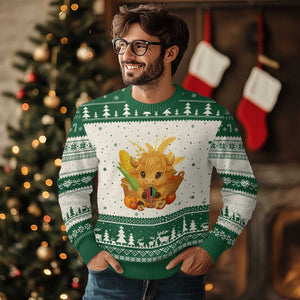 Cute Highland Cow With Kwanzaa Kinara And Presents Ugly Christmas Sweater African Heritage Gift TS12 Beige Green Print Your Wear