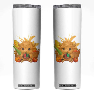 Cute Highland Cow With Kwanzaa Kinara And Presents Skinny Tumbler African Heritage Gift TS12 White Print Your Wear