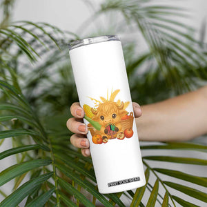 Cute Highland Cow With Kwanzaa Kinara And Presents Skinny Tumbler African Heritage Gift TS12 Print Your Wear