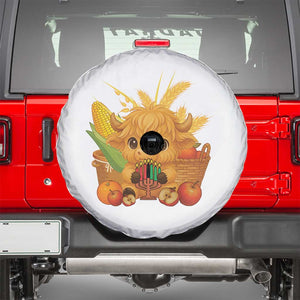 Cute Highland Cow With Kwanzaa Kinara And Presents Spare Tire Cover African Heritage Gift TS12 White Print Your Wear