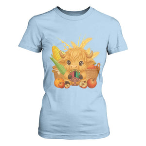 Cute Highland Cow With Kwanzaa Kinara And Presents T Shirt For Women African Heritage Gift TS12 Light Blue Print Your Wear