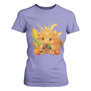 Cute Highland Cow With Kwanzaa Kinara And Presents T Shirt For Women African Heritage Gift TS12 Violet Print Your Wear