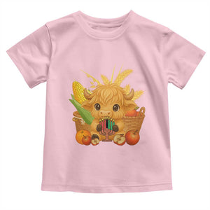Cute Highland Cow With Kwanzaa Kinara And Presents Toddler T Shirt African Heritage Gift TS12 Light Pink Print Your Wear