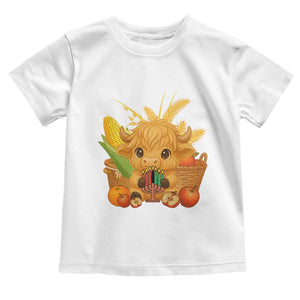 Cute Highland Cow With Kwanzaa Kinara And Presents Toddler T Shirt African Heritage Gift TS12 White Print Your Wear