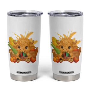 Cute Highland Cow With Kwanzaa Kinara And Presents Tumbler Cup African Heritage Gift TS12 White Print Your Wear