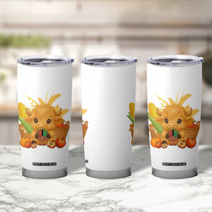 Cute Highland Cow With Kwanzaa Kinara And Presents Tumbler Cup African Heritage Gift TS12 Print Your Wear