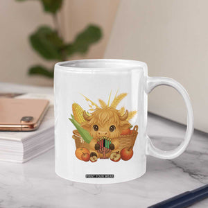 Cute Highland Cow With Kwanzaa Kinara And Presents Coffee Mug African Heritage Gift TS12 Print Your Wear