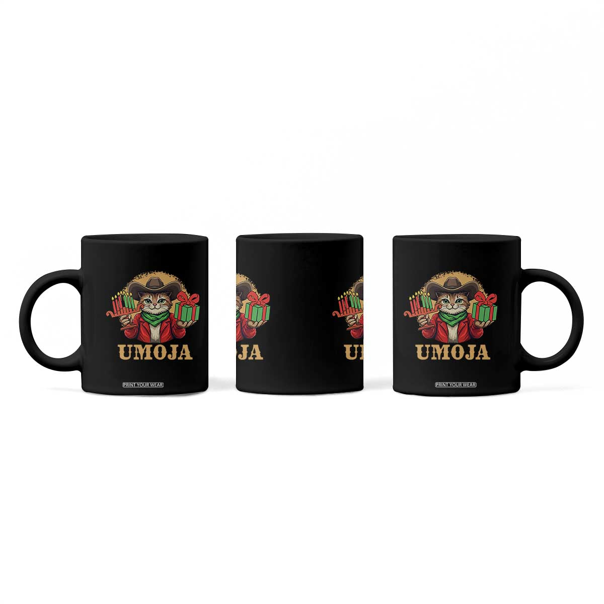 Funny Umoja Holiday Gift Coffee Mug CowCat Kwanzaa Kinara Candle And Presents TS12 Print Your Wear