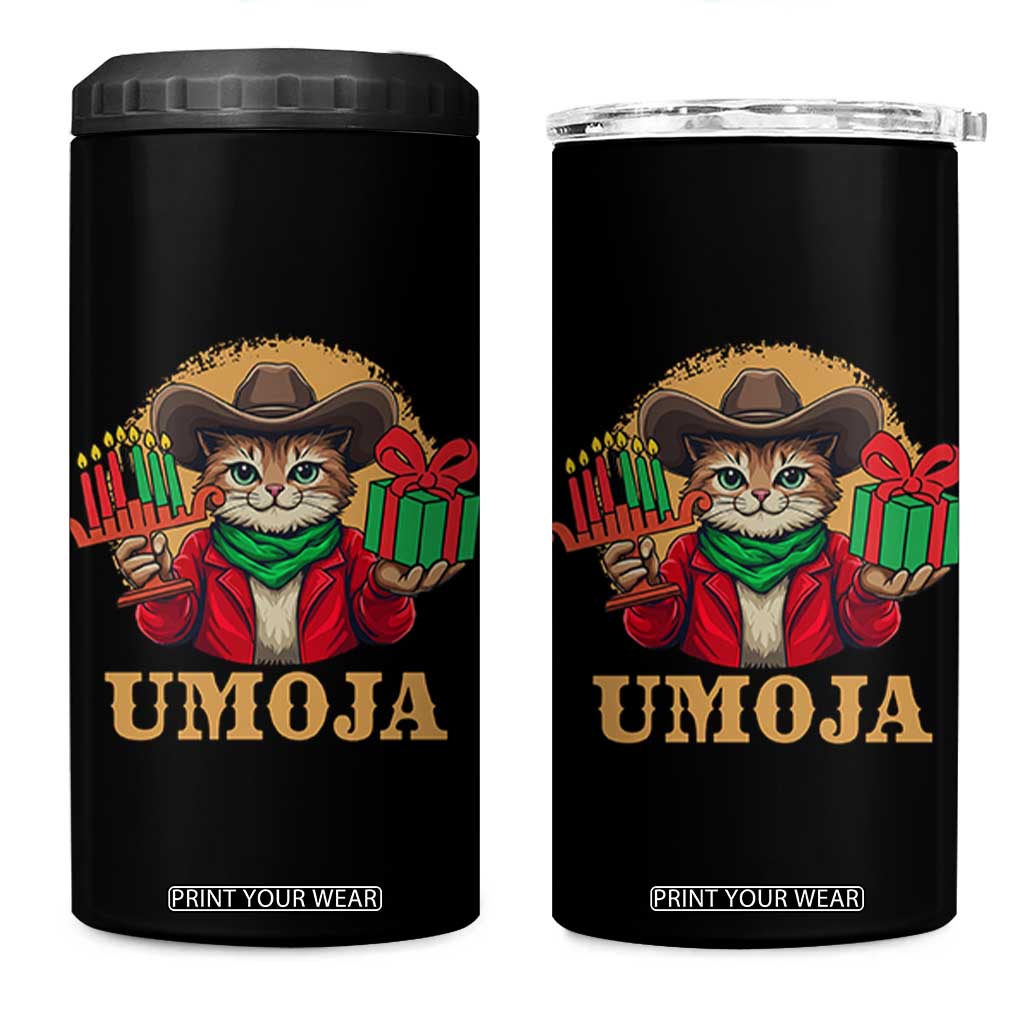 Funny Umoja Holiday Gift 4 in 1 Can Cooler Tumbler CowCat Kwanzaa Kinara Candle And Presents TS12 One Size: 16 oz Black Print Your Wear