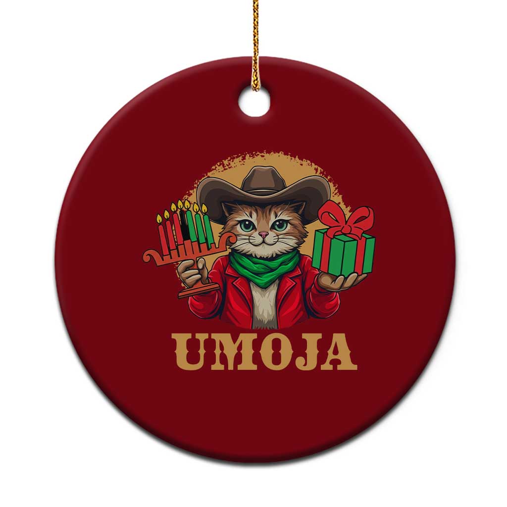 Funny Umoja Holiday Gift Ceramic Ornament CowCat Kwanzaa Kinara Candle And Presents TS12 1pc Red Print Your Wear