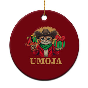 Funny Umoja Holiday Gift Ceramic Ornament CowCat Kwanzaa Kinara Candle And Presents TS12 1pc Red Print Your Wear