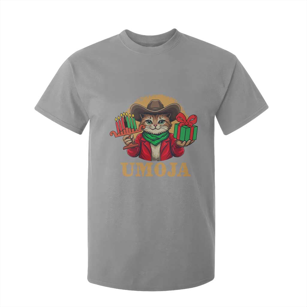 Funny Umoja Holiday Gift T Shirt For Kid CowCat Kwanzaa Kinara Candle And Presents TS12 Sport Gray Print Your Wear